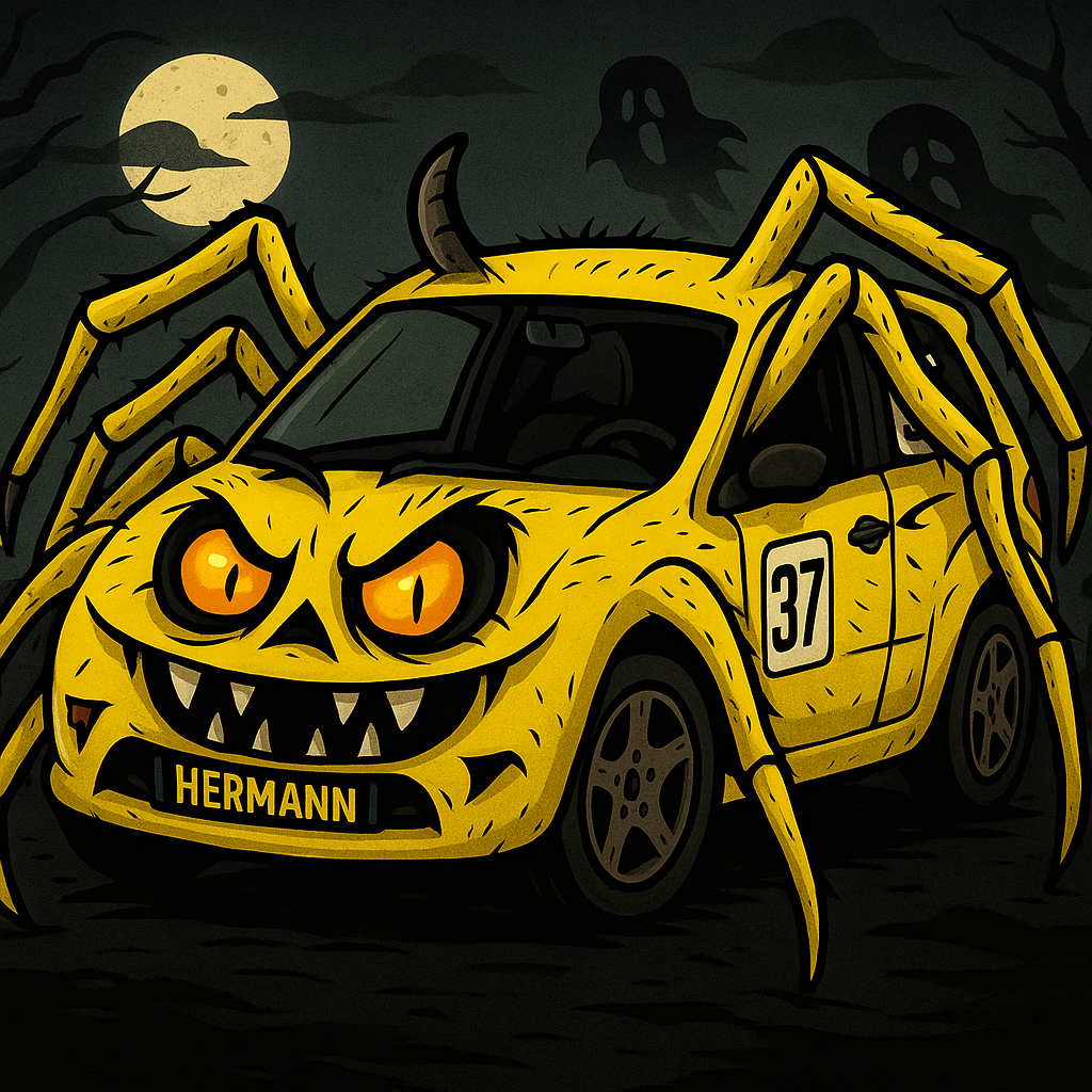 hermann als langbeinige spinne zu halloween